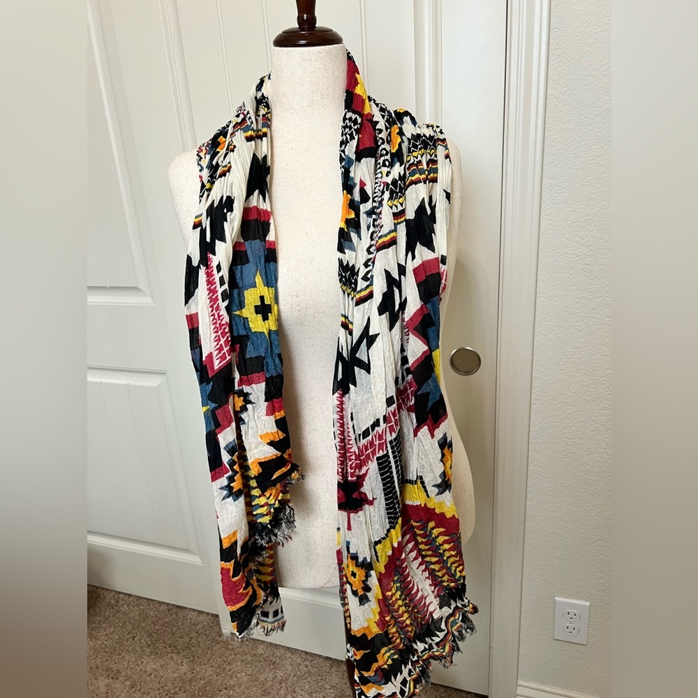 Southwestern Geometric Print Scarf - Multicolor Statement Piece